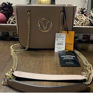 Valentino Tan Crossbody Bag with Gold Chain